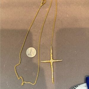 Alexis Bittar Gold Cross Pendant Necklace with Crystal Accents